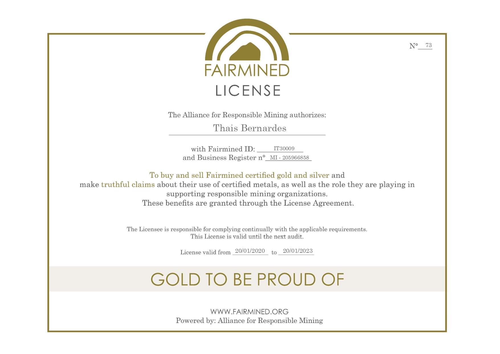 certified Fairmined Thais Bernardes Jewellery 