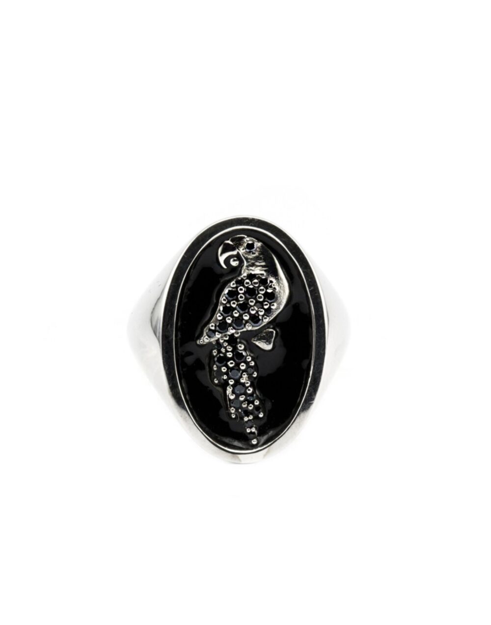 Anello sigillo in argento 925 smaltato nero. gioielli Thais Bernardes