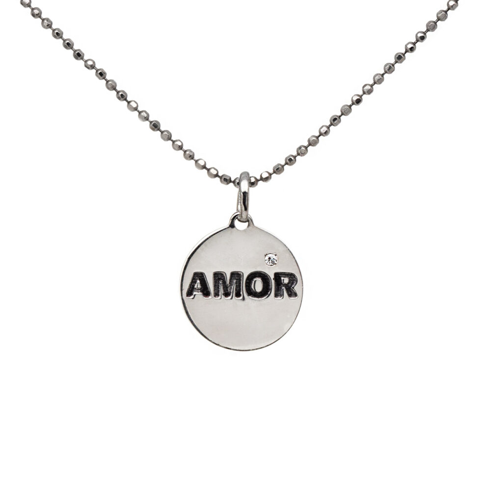 925 sterling silver necklace with AMOR medal