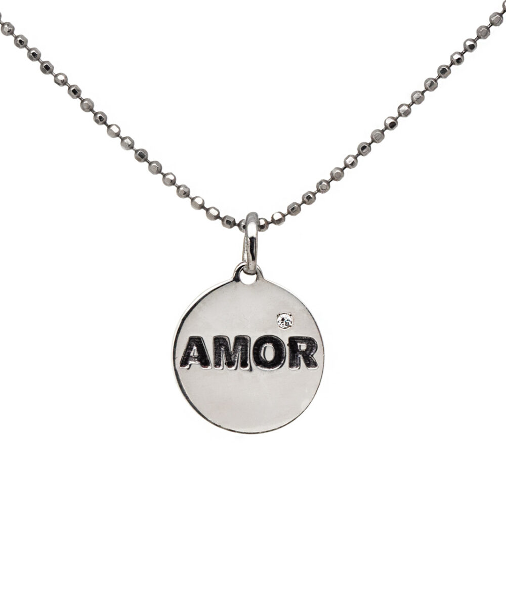925 sterling silver necklace with AMOR medal