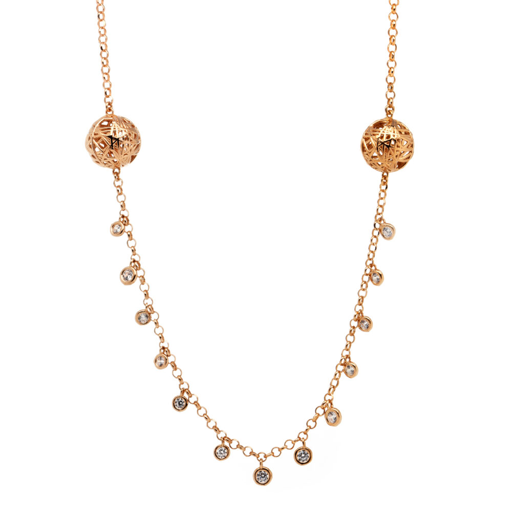 925 gold-plated silver necklace with cubic zirconia stones. Thais Bernardes Jewellery