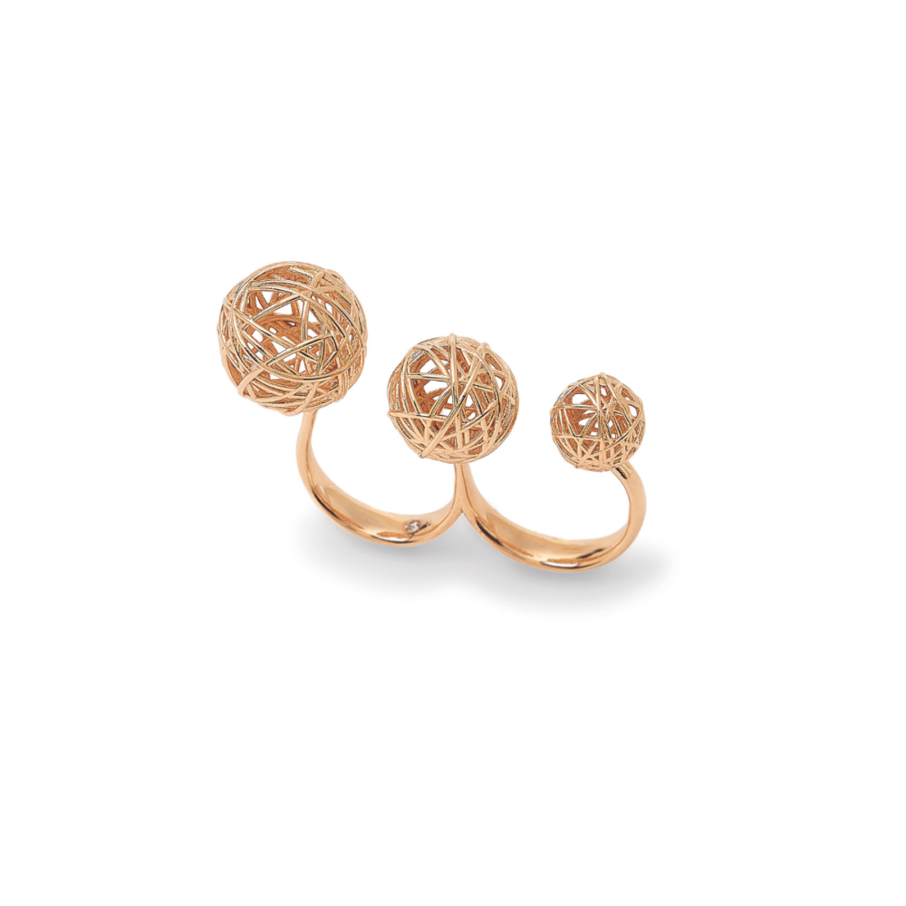 Gold-plated 925 silver double ring, Thais Bernardes jewellery
