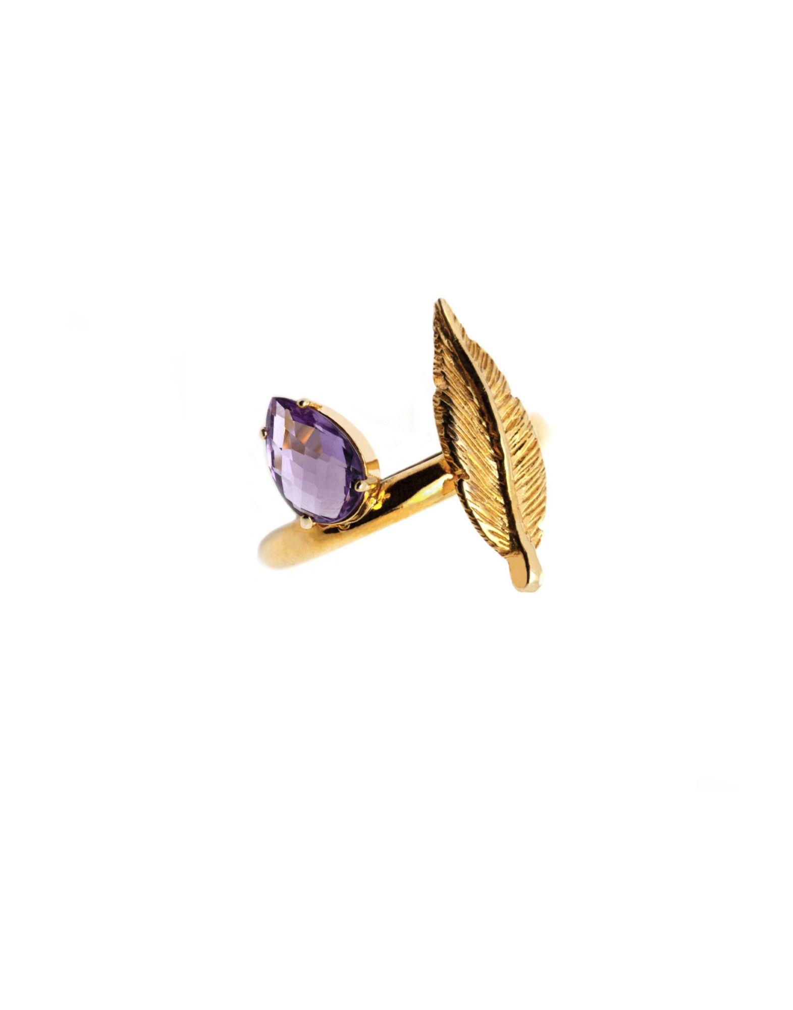 Bague Plume et Pierre Naturelle