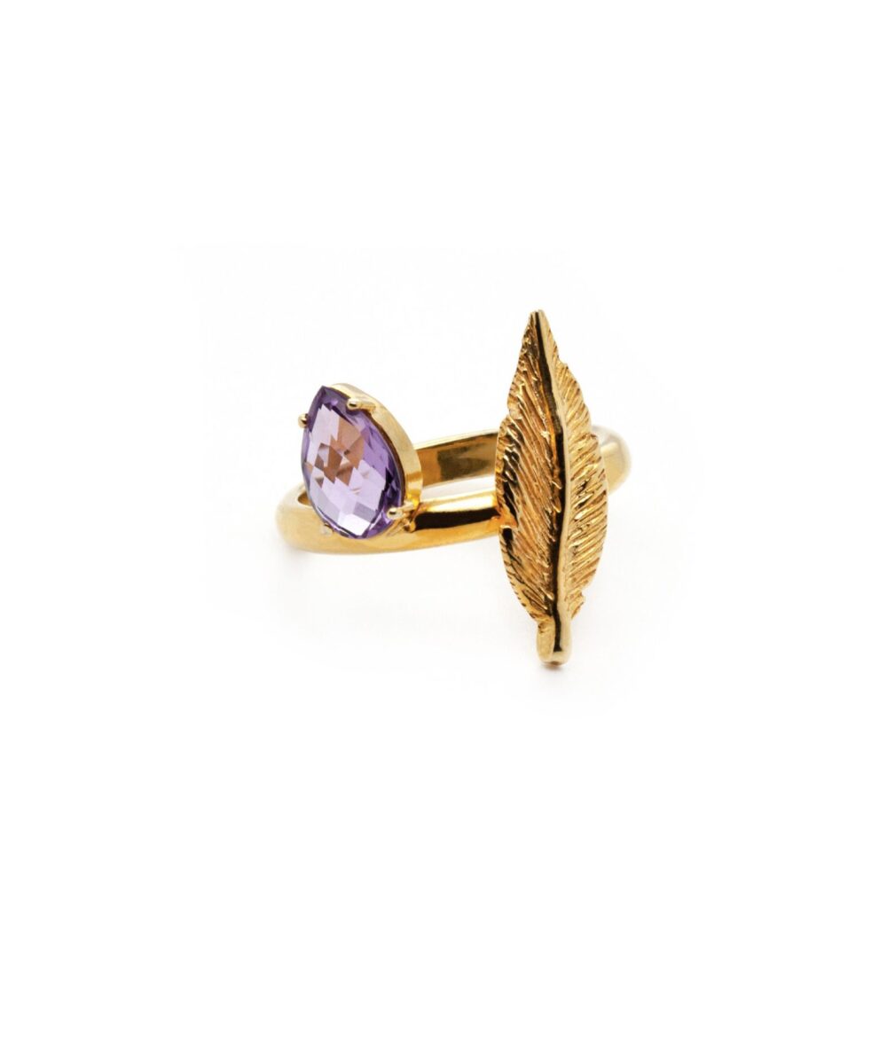 Anello Piuma e Pietra Naturale – Image 3