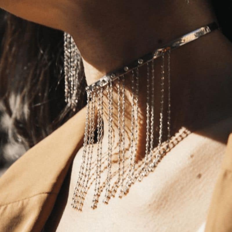 Sedução choker necklace with fringes
