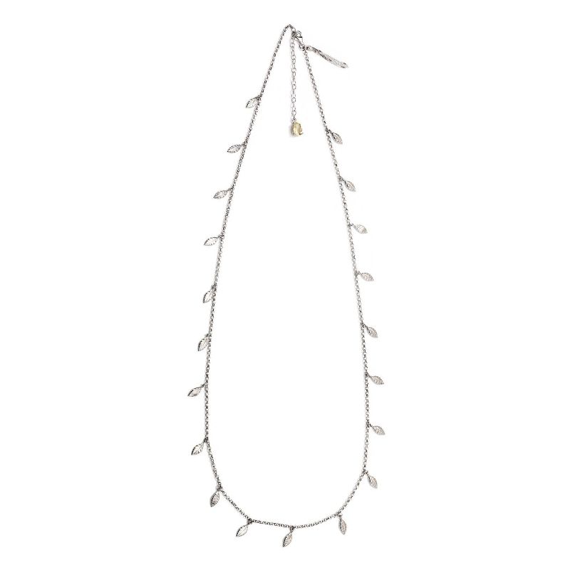 Long necklace with mini feathers in 925 sterling silver and natural stone. Thais Bernardes Jewellery.