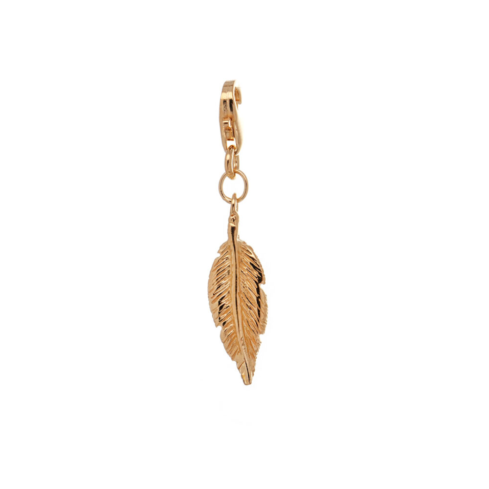 925 gold-plated silver feather charm