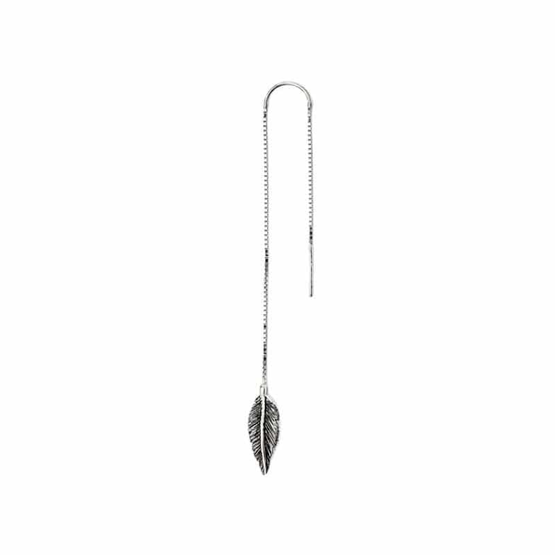 Mono orecchino lunco con piuma in argento 925 Thais Bernardes Gioielli