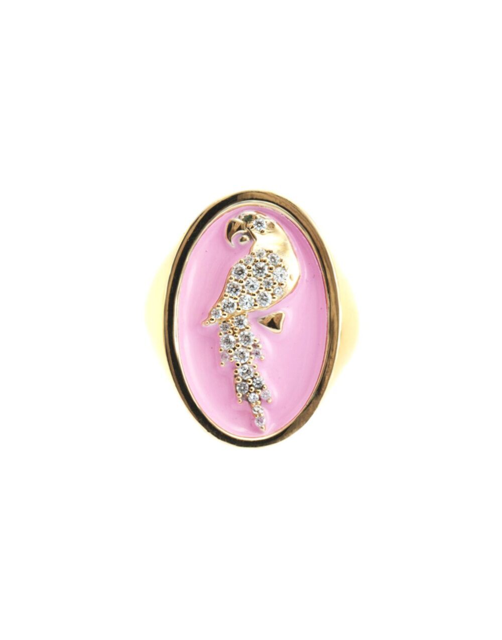 Pink enamelled chevalier ring Thais Bernardes jewellery