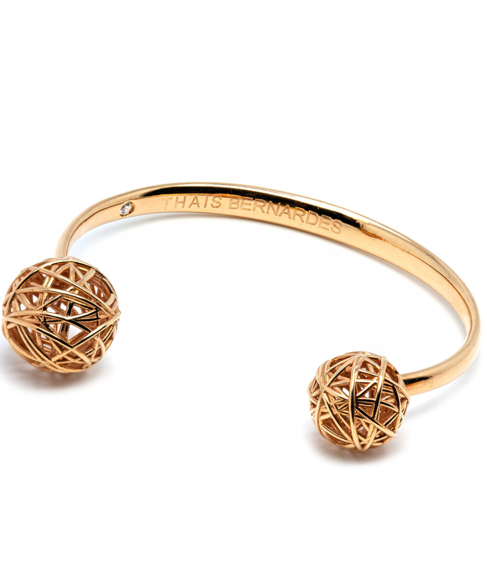 Gold-plated 925 silver open bracelet, cipó collection, Thais Bernardes jewellery