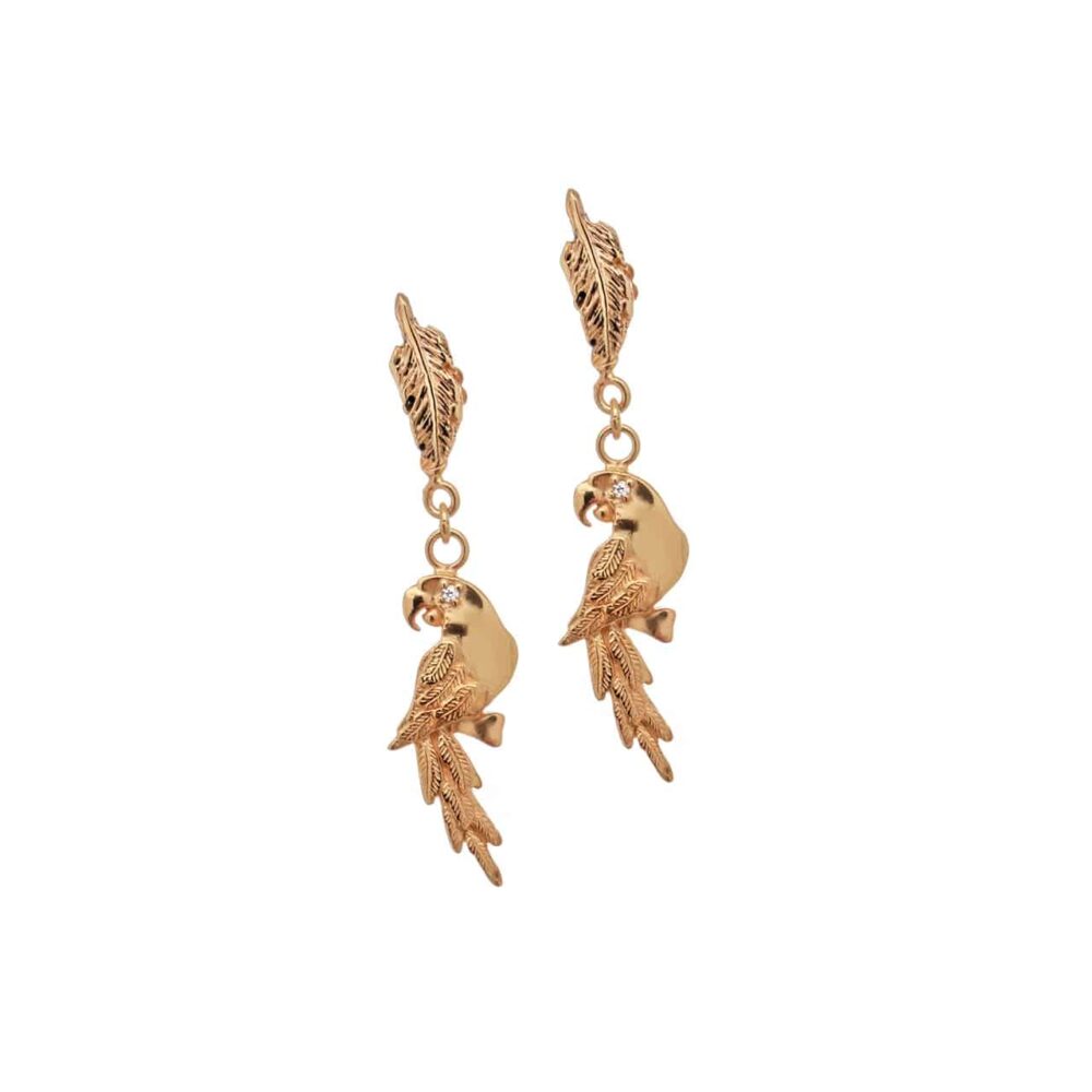 feather and parrot earrings Thais Bernardes jewellery
