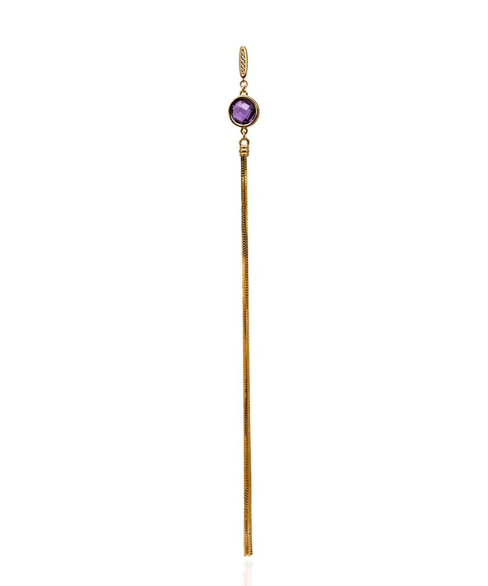 chic colours 925 gold-plated silver earrings with amethyst stone. Thais Bernardes Jewellery