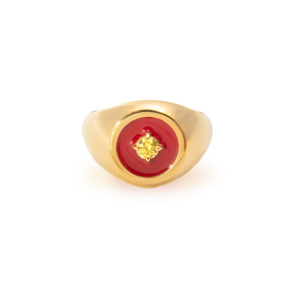 gold-plated silver mini chevalier ring. Thais Bernardes jewellery