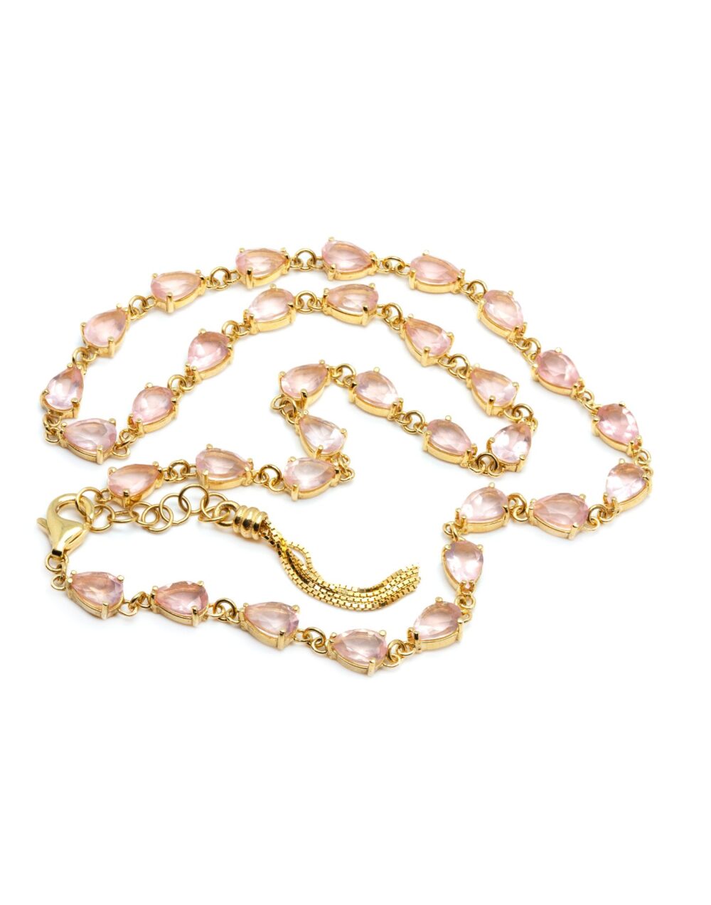 Tennis-Halskette aus rosa Quarz. Thais Bernardes Schmuck