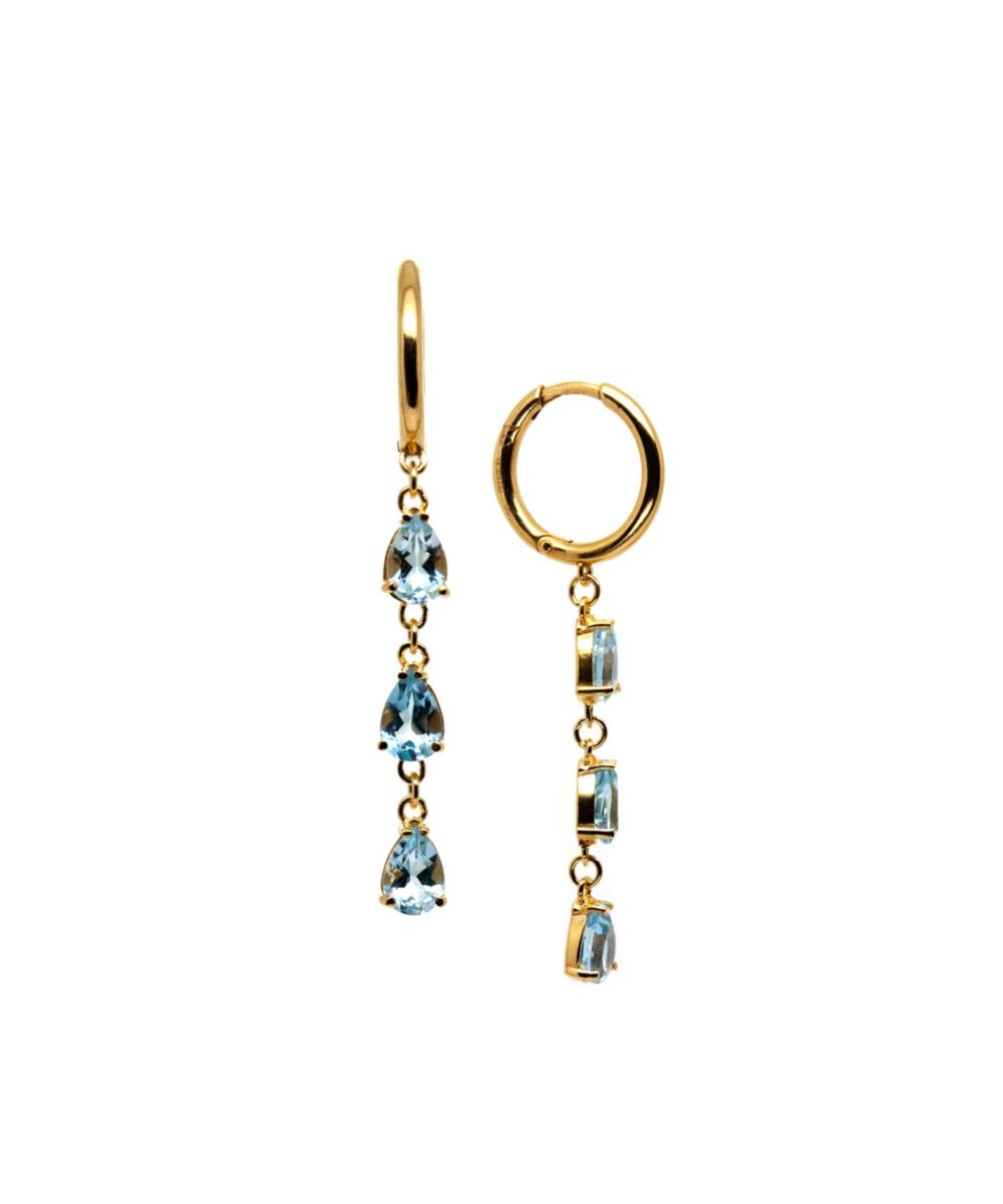 long earrings with blue topazes. Thais Bernardes jewellery