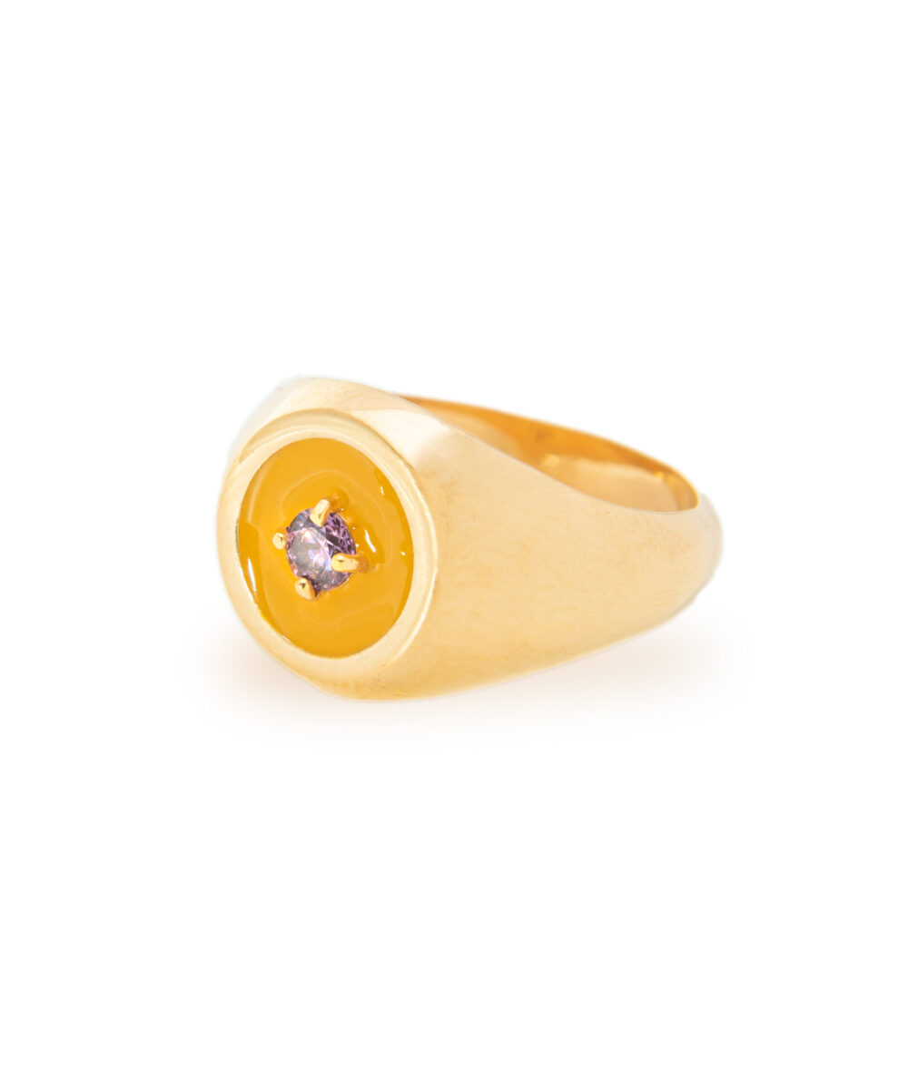 Anello Mini Chevalier Smaltato Giallo – Image 2