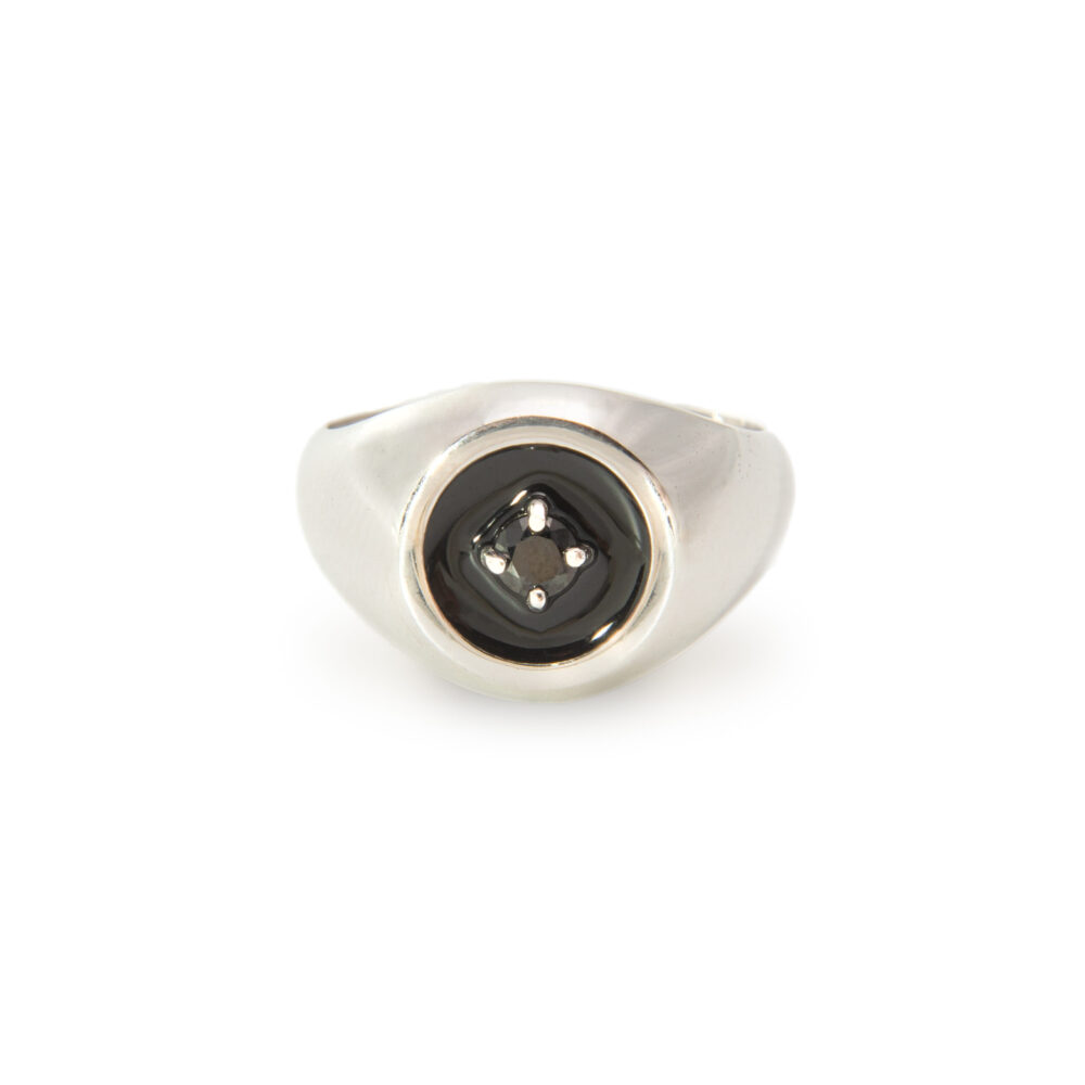Mini Chevalier Emaillierter Schwarzer Ring