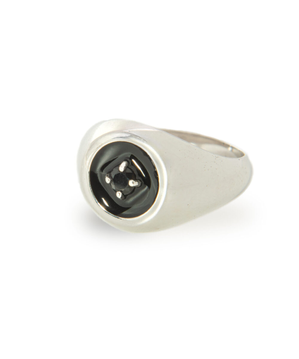 Anello Mini Chevalier Smaltato Nero – Image 2