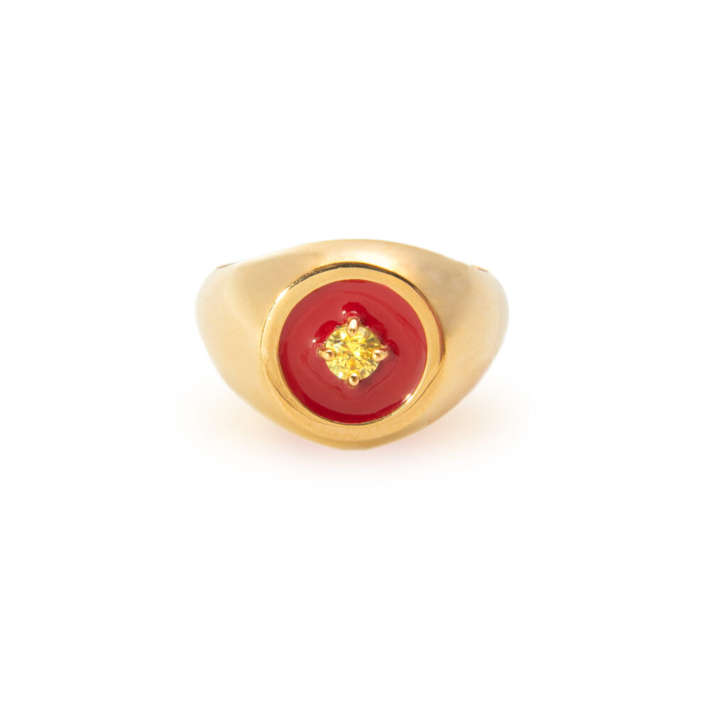 Anello Mini Chevalier Smaltato Rosso
