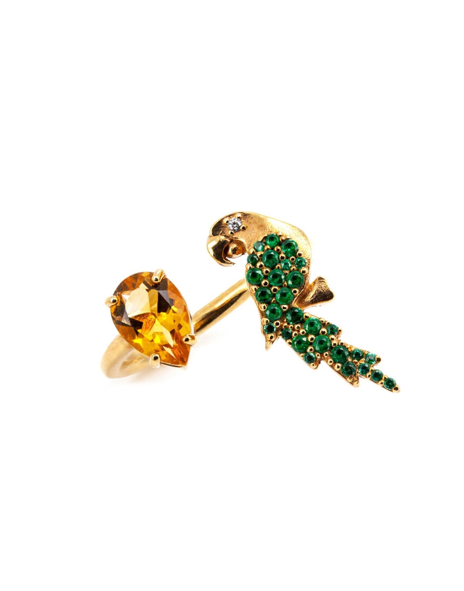 Bague en argent avec cacatoès en citrine