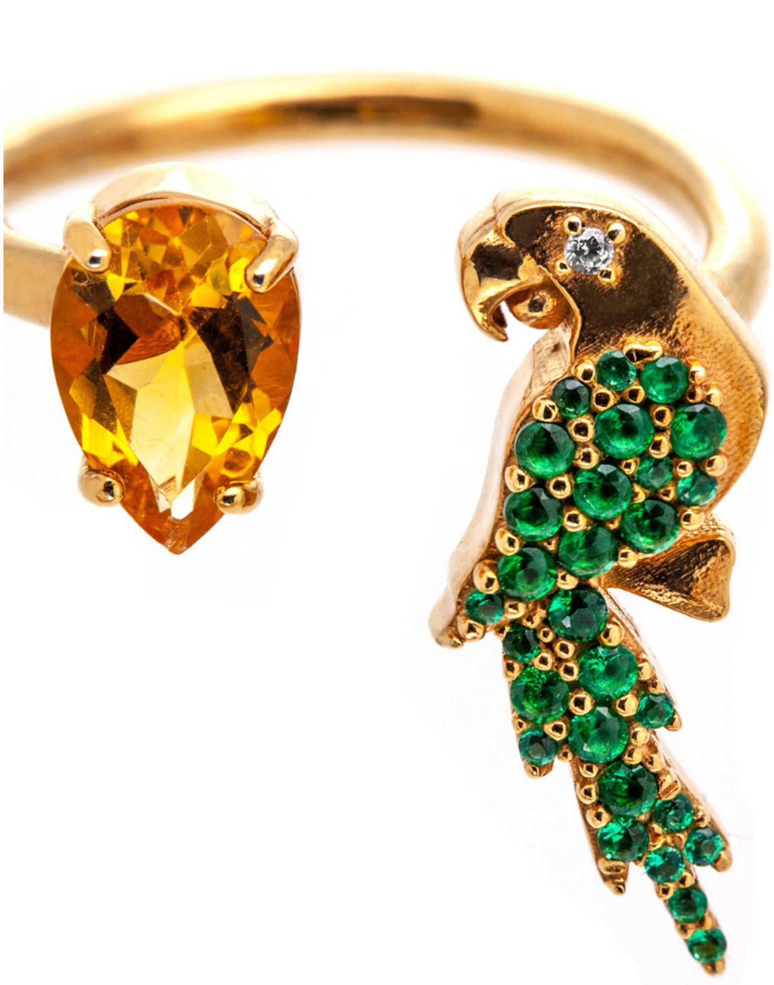Anello Contrarie Pappagallo Pietra Citrino – Image 3