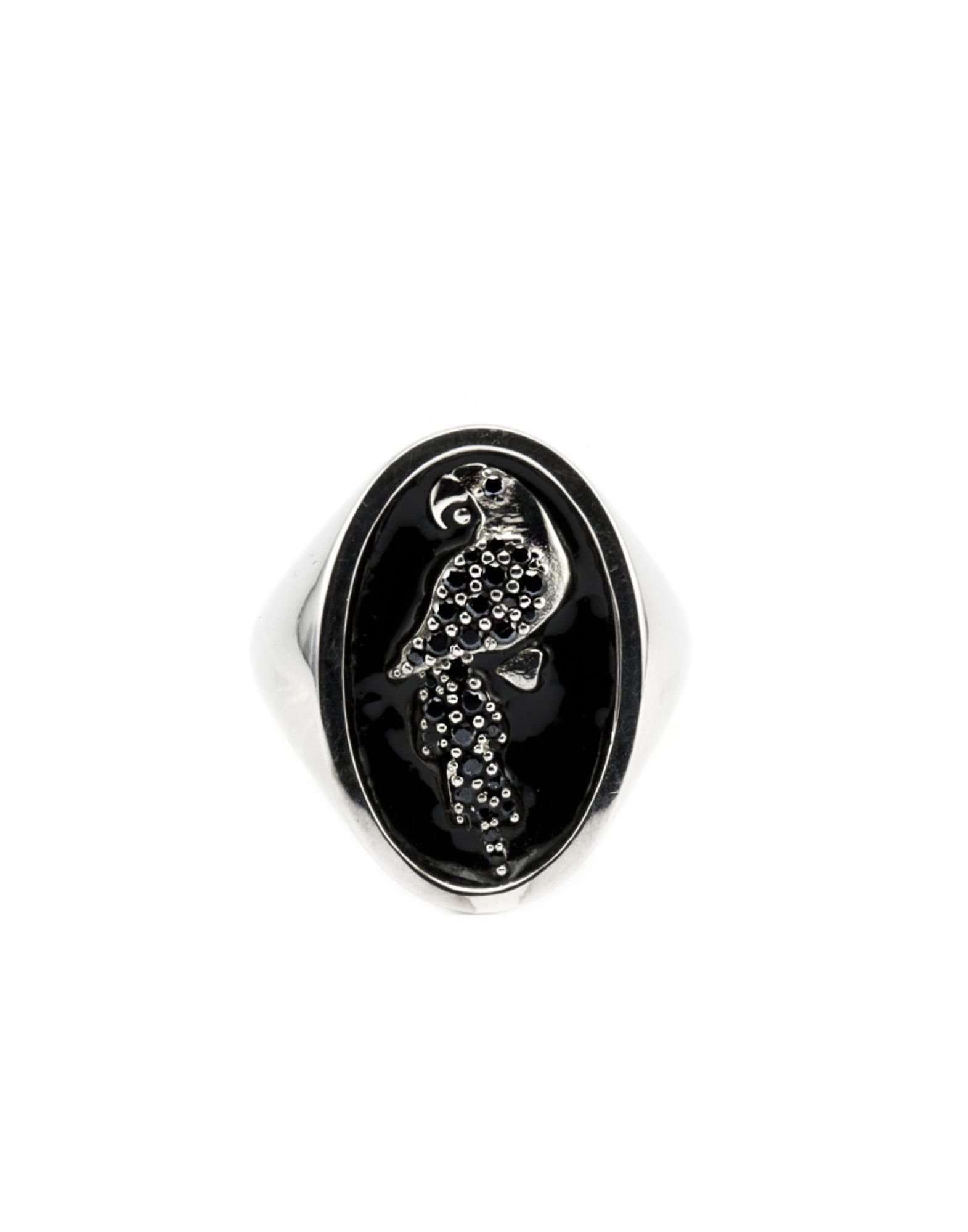 Bague Chevalier Perroquet Émaillé Noir