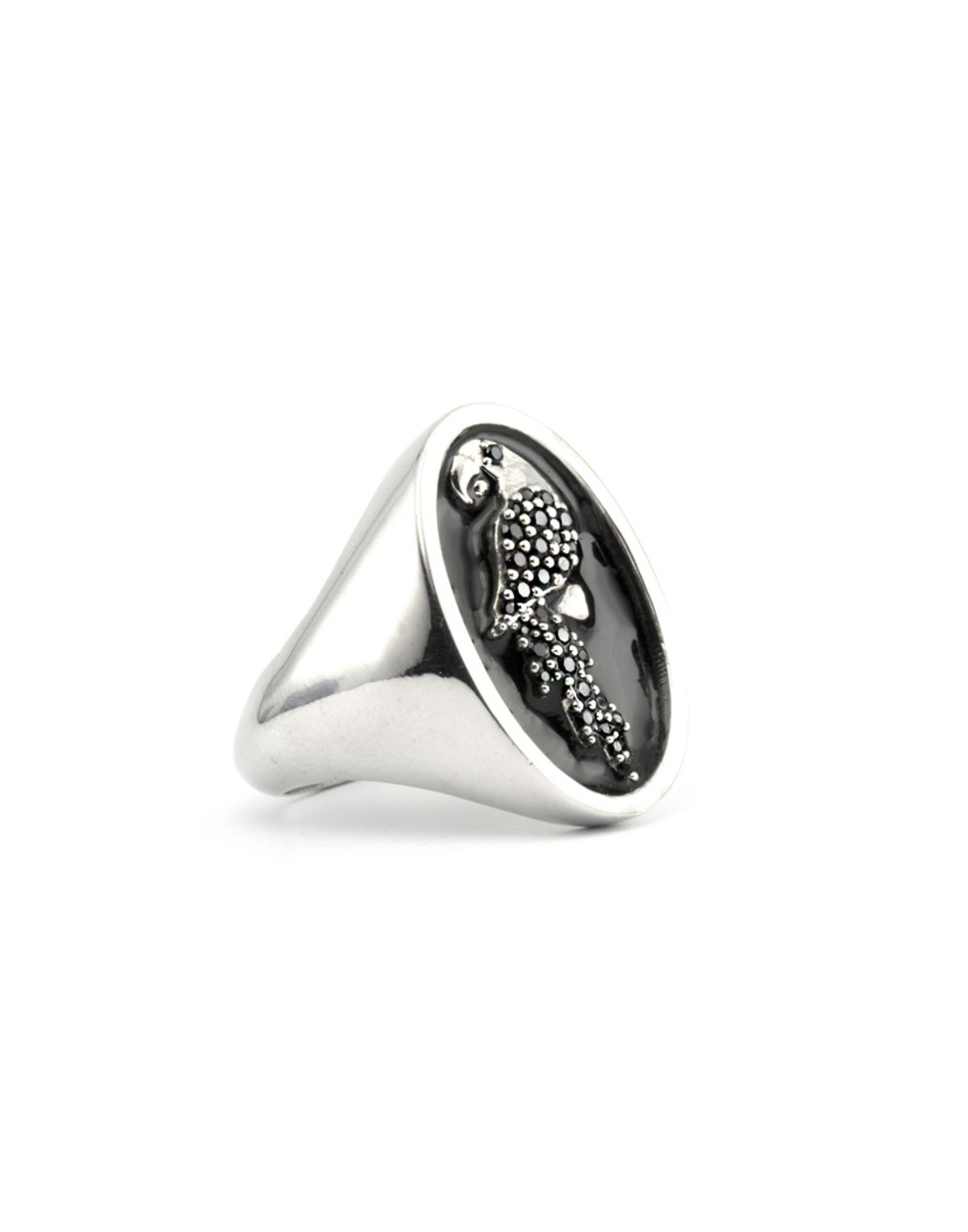Anello Chevalier Pappagallo Smaltato Nero – Image 3