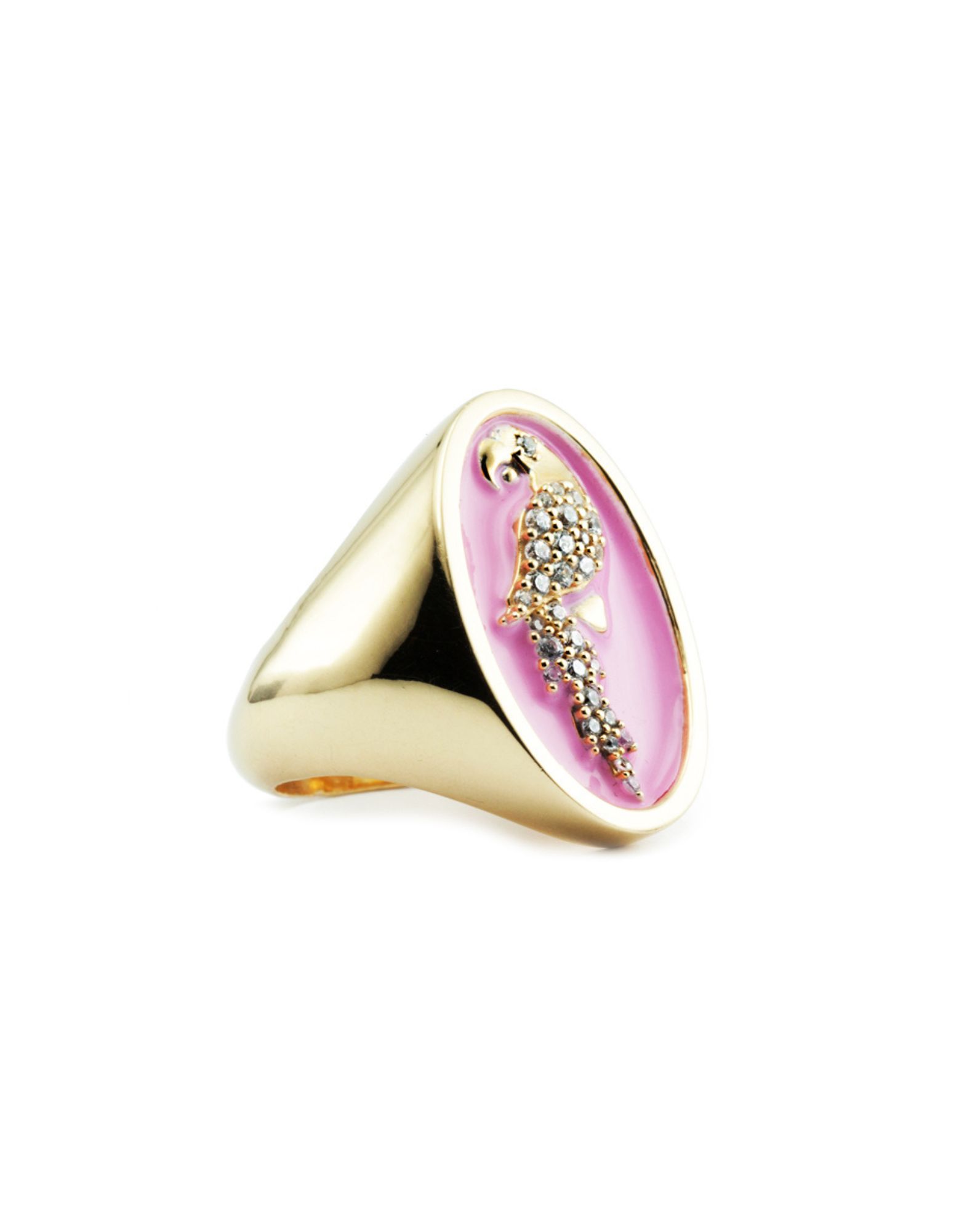 Anello Chevalier Pappagallo Smaltato Rosa – Image 3
