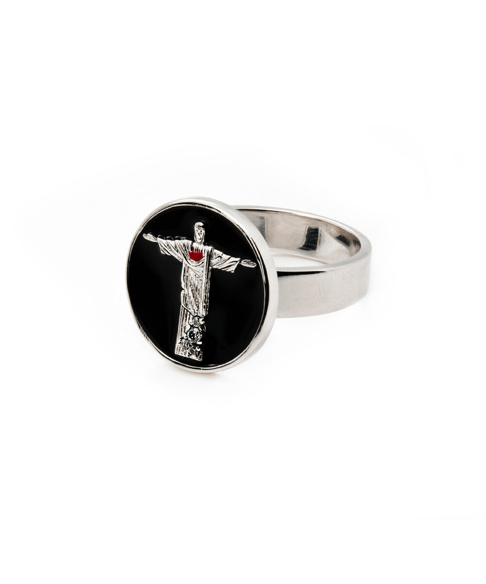Anello Corcovado in Argento con Smalto Nero – Image 2