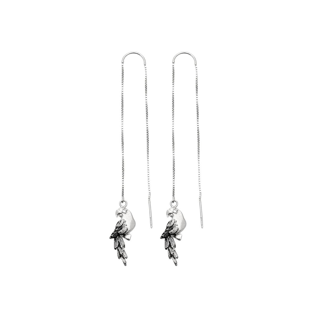 Longues boucles d'oreilles avec mini perroquets