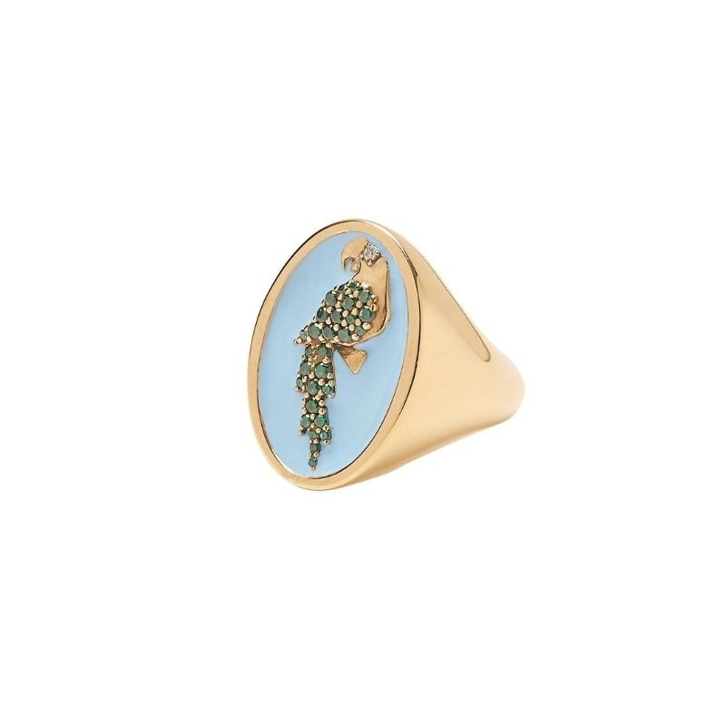 Anello Chevalier Pappagallo Smaltato Azzurro – Image 2