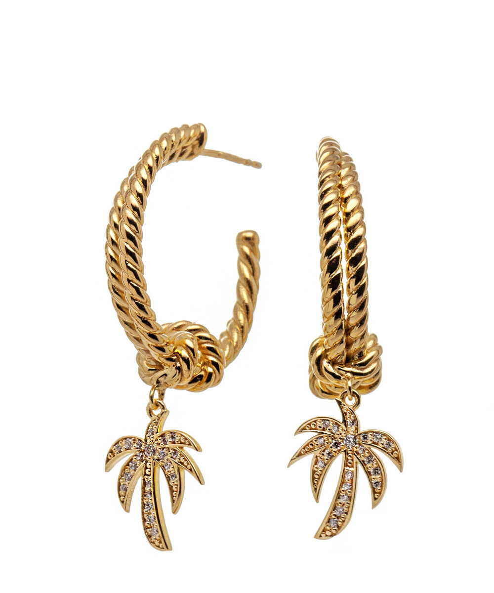 Legame – Boucles d'oreilles créoles nœud et palmier